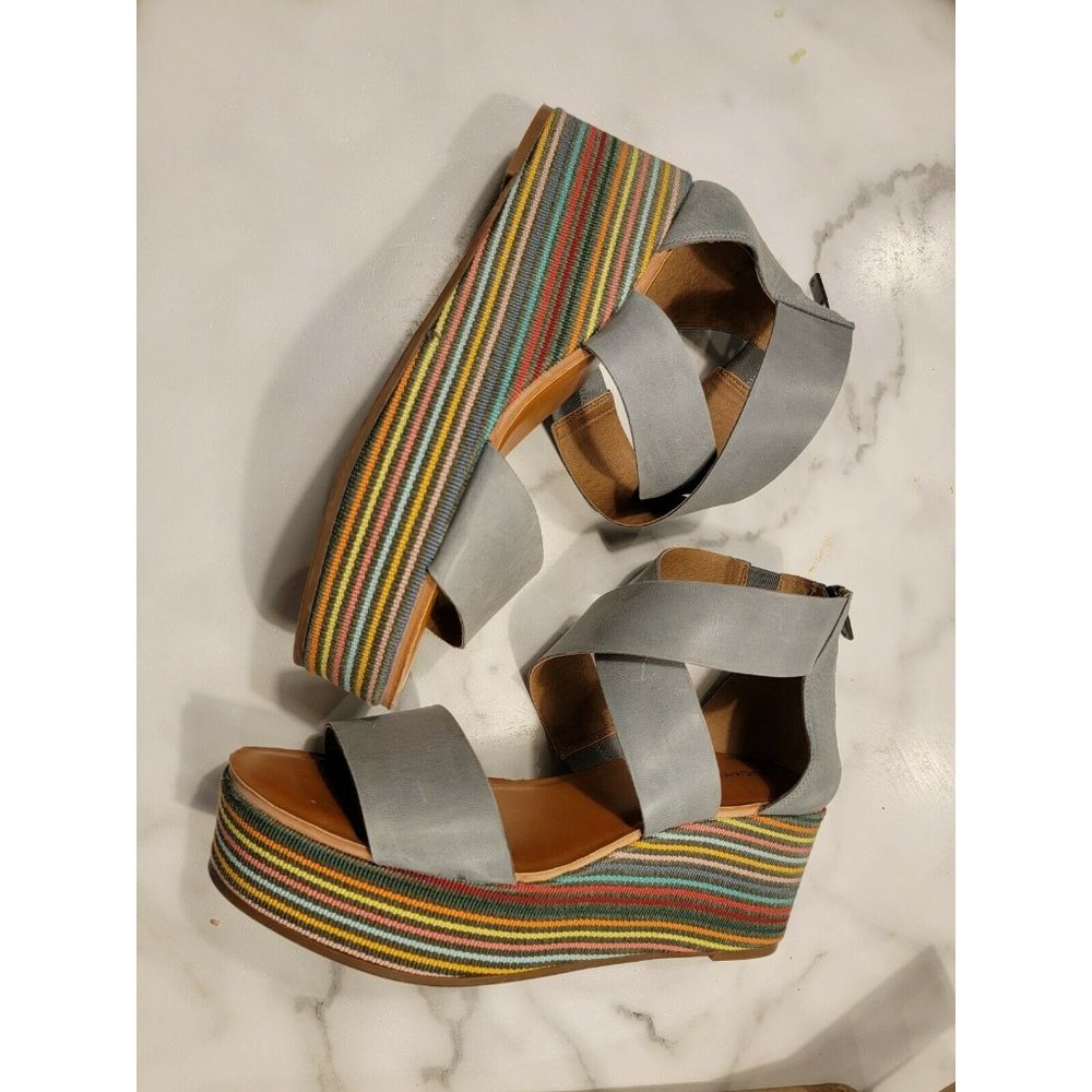 Lucky Brand Size 9.5 Women's Sandals Leather GWINDOLIN Wedge Heel NEW no box